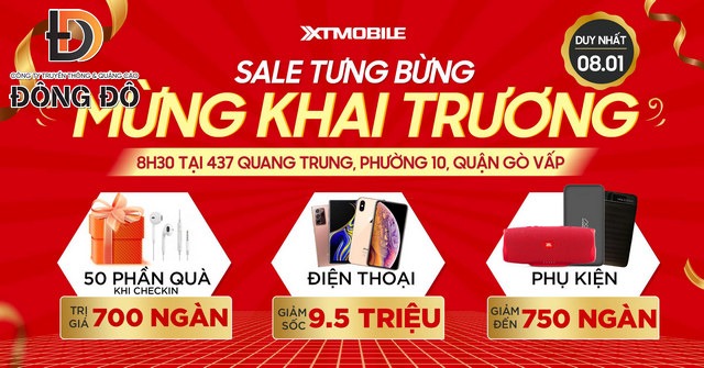 Mẫu băng rôn quảng cáo đẹp khai trương cửa hàng điện thoại