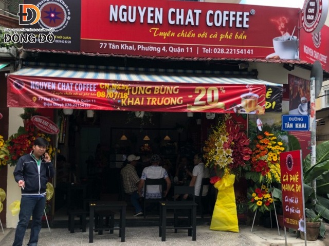 Mẫu băng rôn mừng khai trương cafe giảm 20%