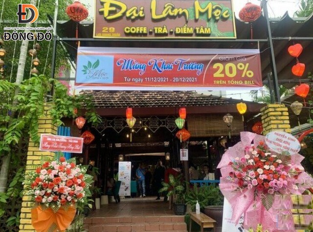 Mẫu băng rôn khai trương quán cafe Mộc