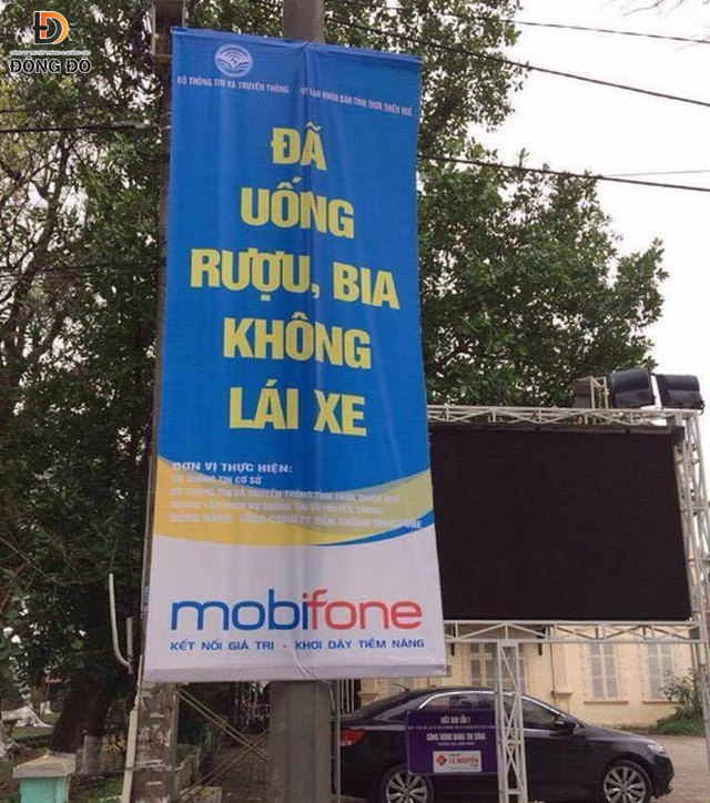 Phướn tuyên truyền đã uống rượu, bia không lái xe