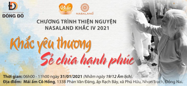 Mẫu banner chương trình thiện nguyện “Khắc yêu thương sẻ chia hạnh phúc”