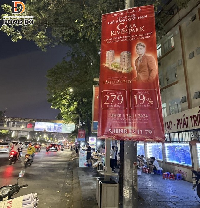 Mẫu treo phướn dọc trên cột điện đúng chuẩn