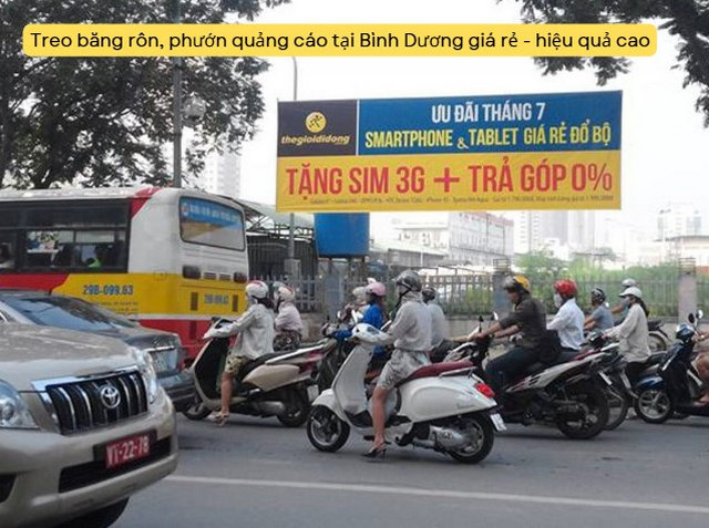 Treo băng rôn, phướn quảng cáo tại Bình Dương giá rẻ - hiệu quả cao