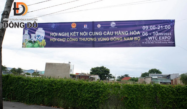 Treo băng rôn, banner quảng cáo ngang ở Bình Dương