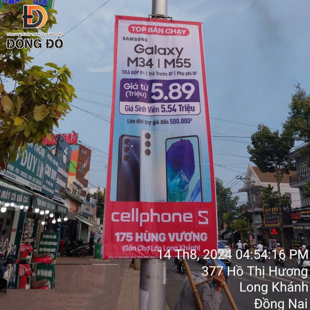 Treo phướn quảng cáo dọc ở Đồng Nai