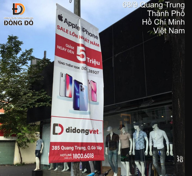 Treo phướn quảng cáo dọc tại thành phố Hồ Chí Minh