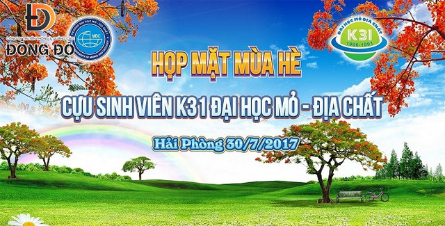Mẫu banner họp mặt mùa hè sinh viên Đại học Mỏ