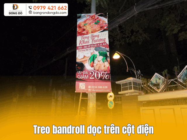 Treo bandroll dọc trên cột điện