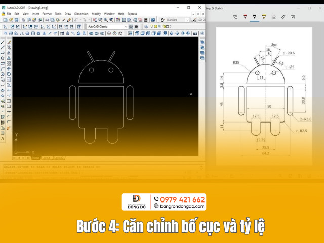 Bước 4: Căn chỉnh bố cục và tỷ lệ