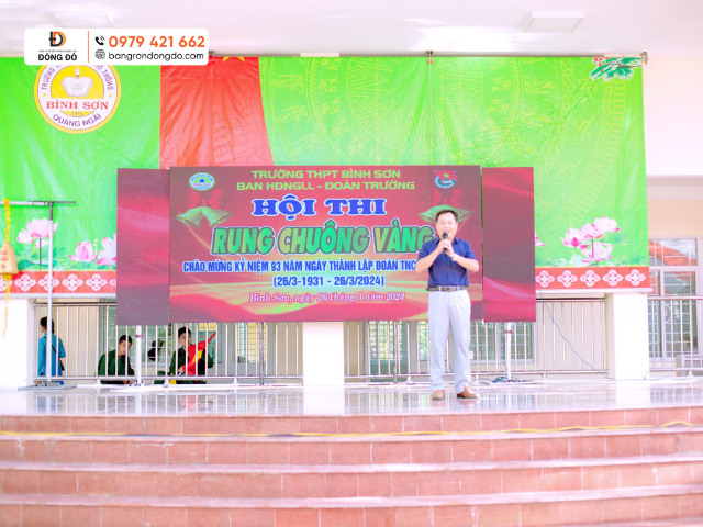 Mẫu phông nền hội thi rung chuông vàng trường THPT Bình Sơn