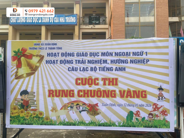 Banner cuộc thi rung chuông vàng tại trường THCS Lê Thánh Tông