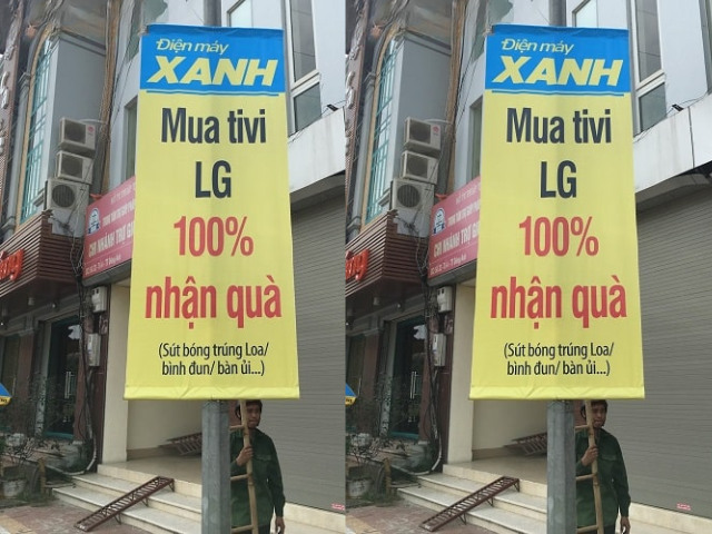 Treo băng rôn sale off 100% nhận quà Điện Máy Xanh